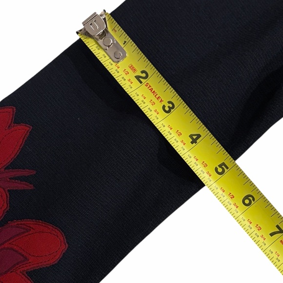 TORY BURCH Lisanne Purple Red Beaded Artsy Floral Appliqué Navy 3/4 Top Sweater - Picture 13 of 15